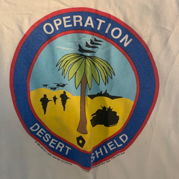 Vintage 1990 DESERT SHIELD T-SHIRT - Mens Size LG 42-44 - Picture 15 of 15